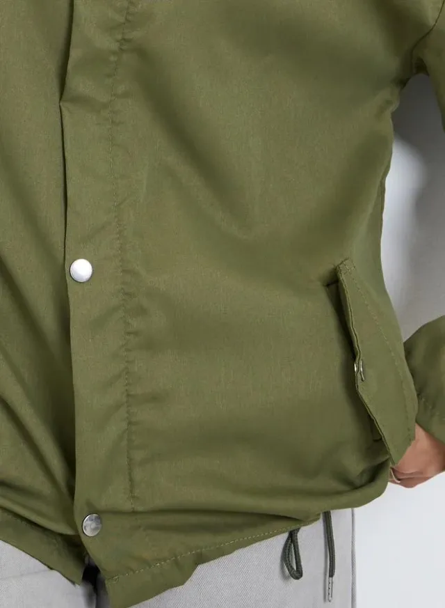 Olive Solid Longline Utility Jacket for Women – image 4