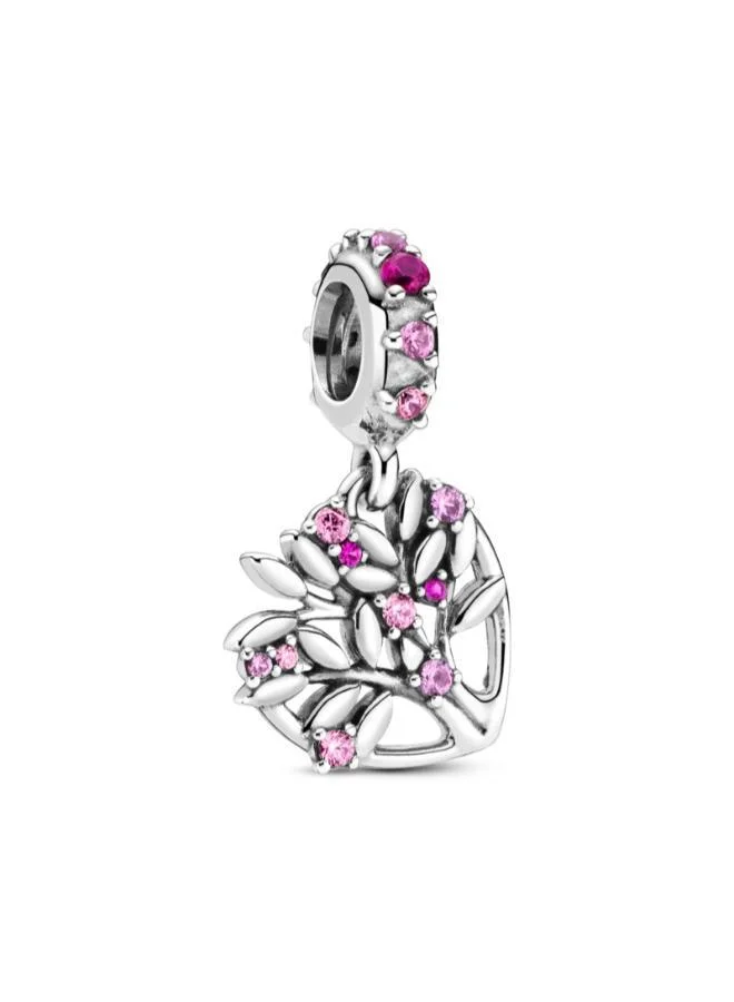 Family Tree Heart Dangle Charm Pink