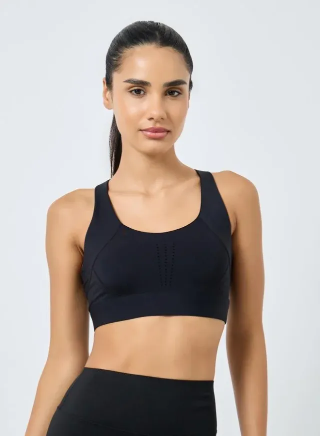 Perforated Racerback Hook-and-Eye Sports Bra