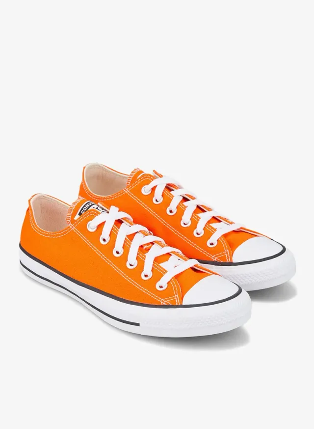 Orange Unisex Canvas Low-Top Sneaker with Rubber Sole – image 2