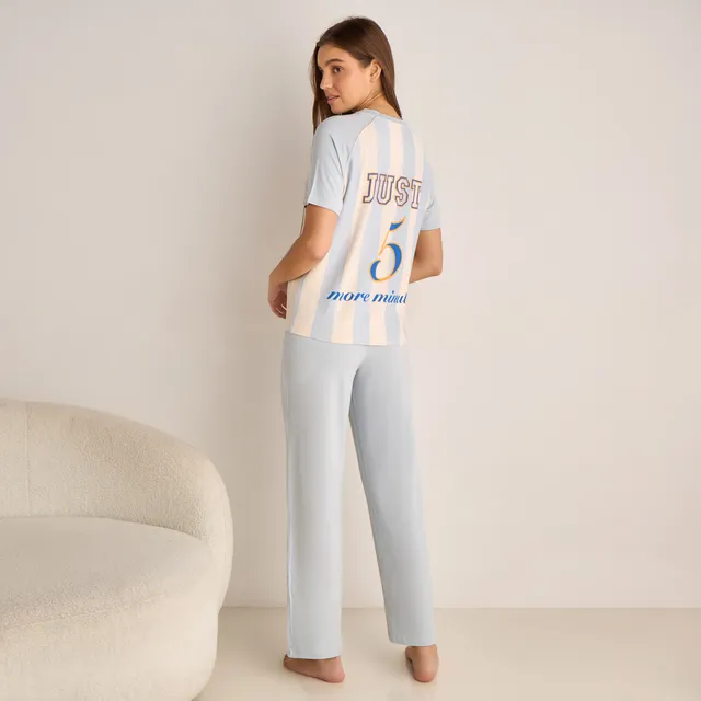 V-Neck T-Shirt and Trousers Pyjama Set – image 5