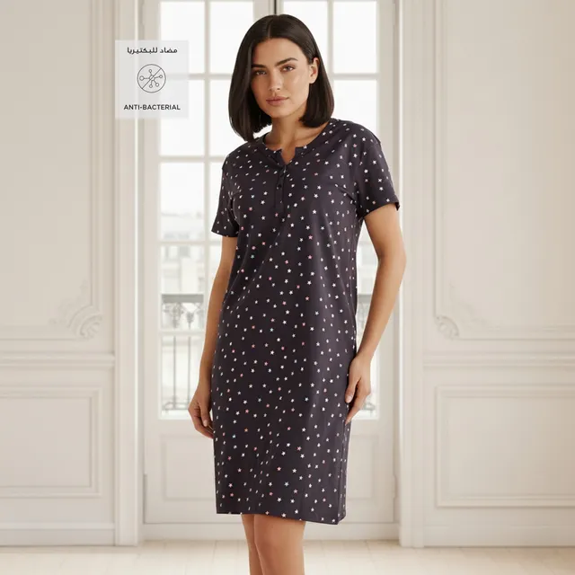 Star Print Short Sleeve Cotton Sleepshirt – image 2