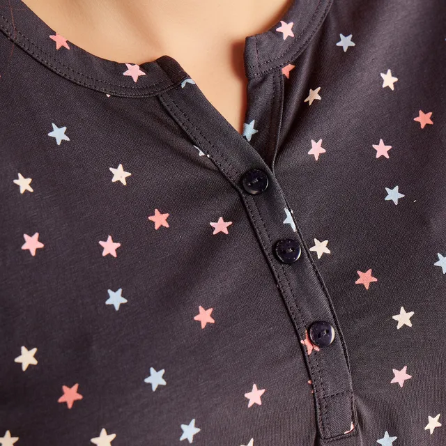 Star Print Short Sleeve Cotton Sleepshirt – image 5