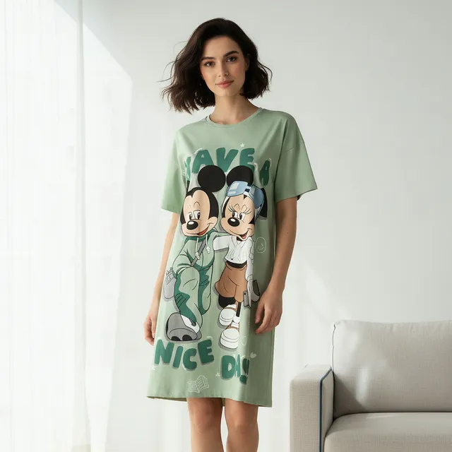 Mickey and Minnie Mouse Short Sleeve Cotton Sleepshirt