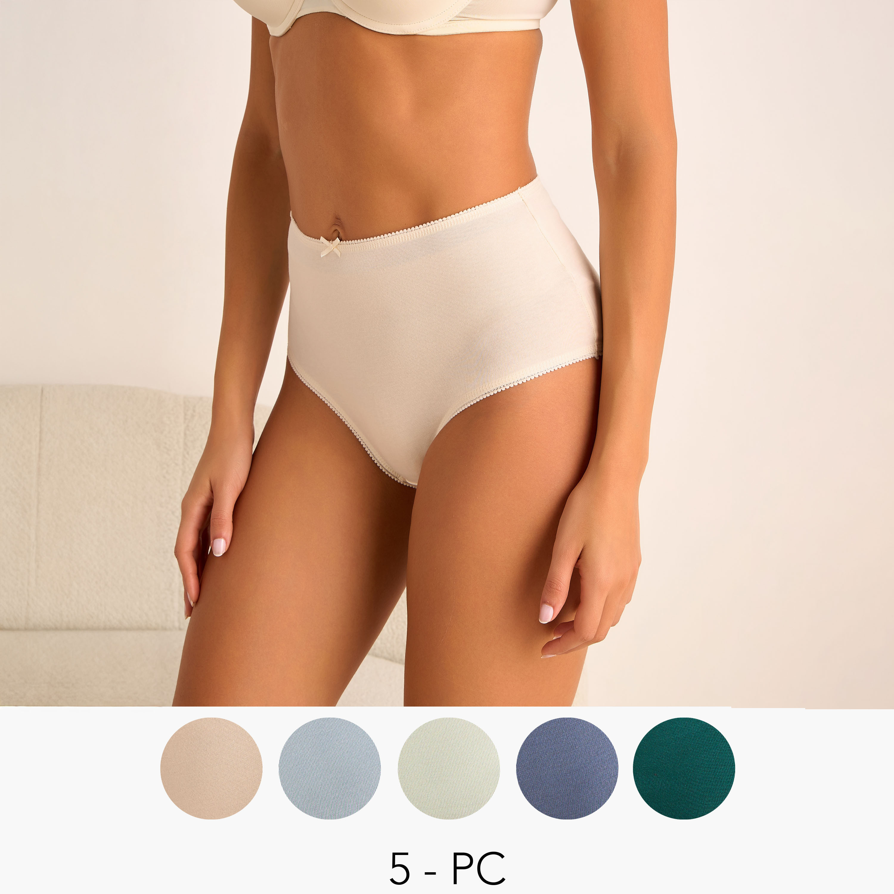 5-Pack High Waist Bow Briefs Multicolour