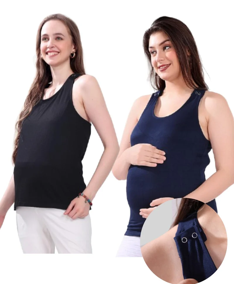 2-Pack Maternity Nursing Tank Tops Black