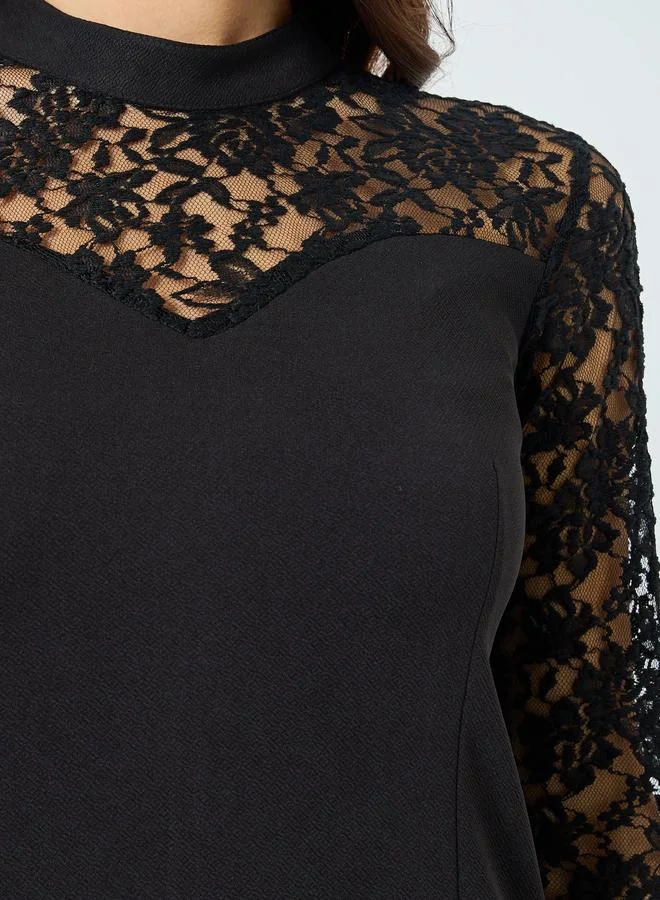 فستان ميدي بأكمام طويلة وقصة ذيل السمكة