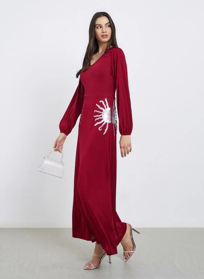 Embellished Chiffon Dress