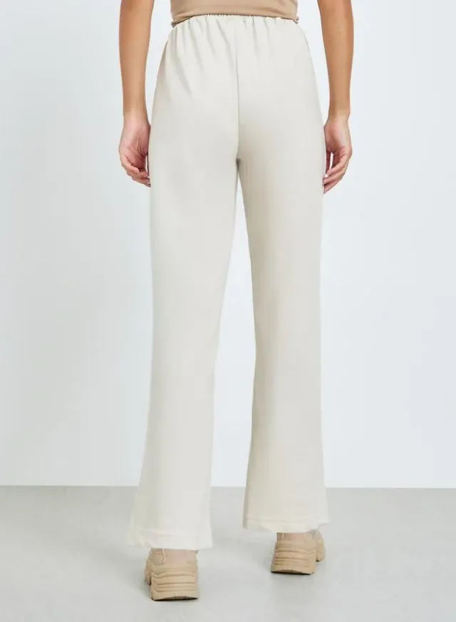 Knitted Drawstring Joggers Beige – image 4