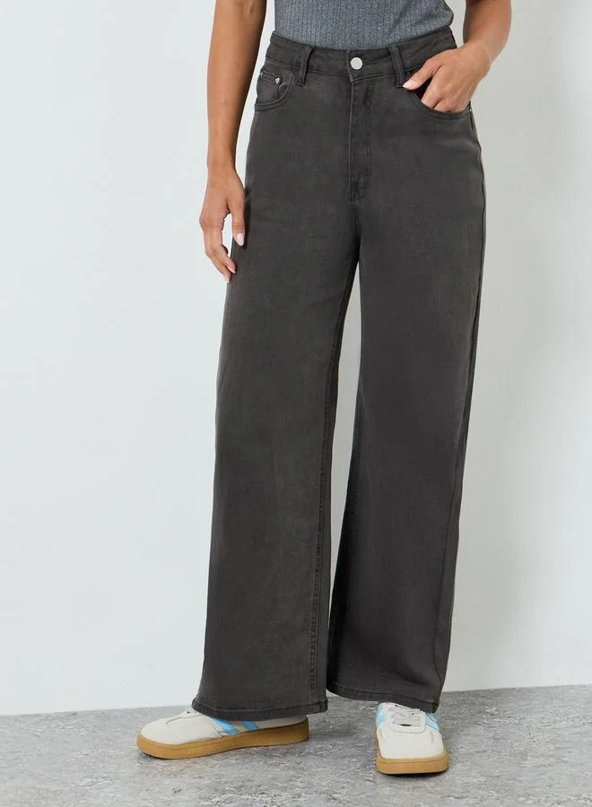 Women's High Rise Straight Leg Jeans Grey