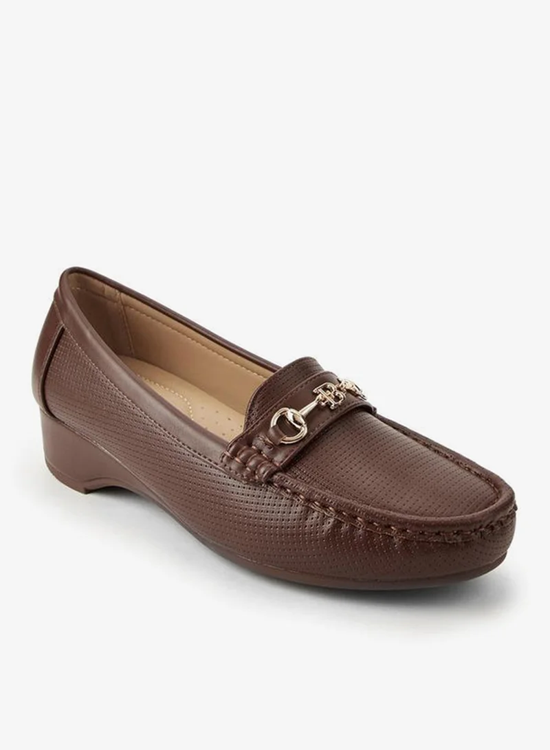 Women's Metal Accent Loafers Brown