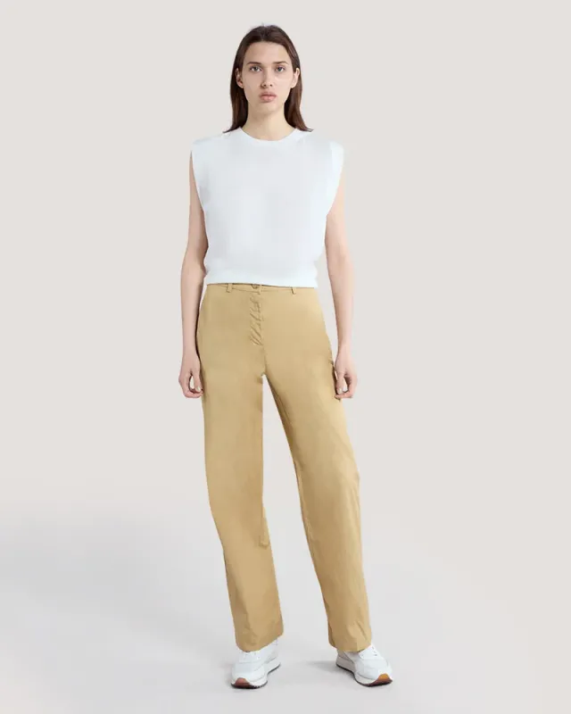 Light Brown Cotton Straight Fit Chinos for Women – image 4