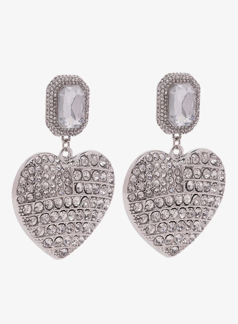 Diamonte Rhinestone Heart Earrings