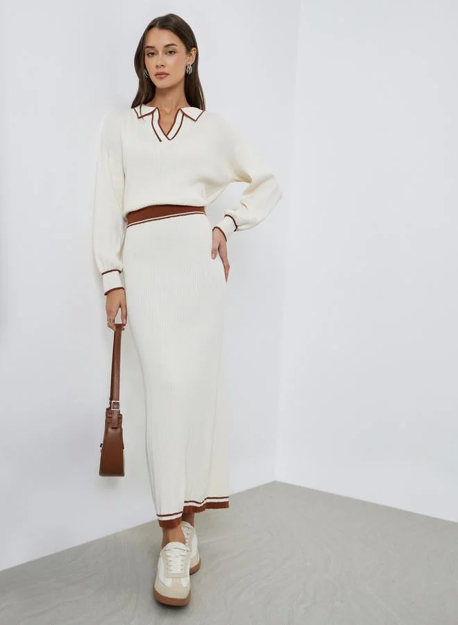 Off-White A-Line Maxi Skirt Beige