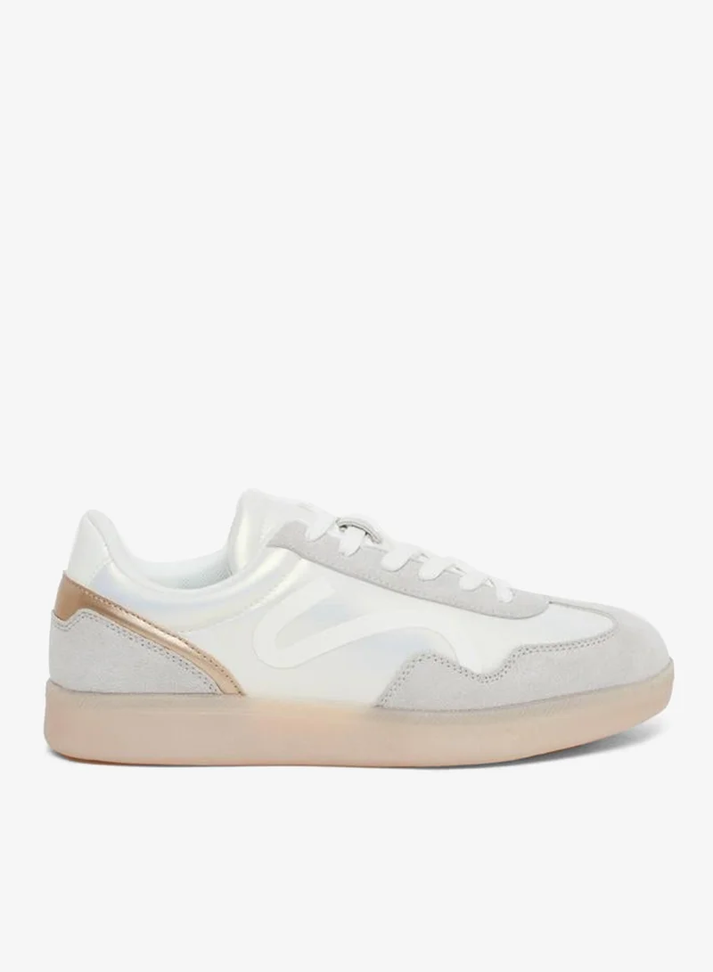 Women's Textured Contrast Panel Sneakers Beige