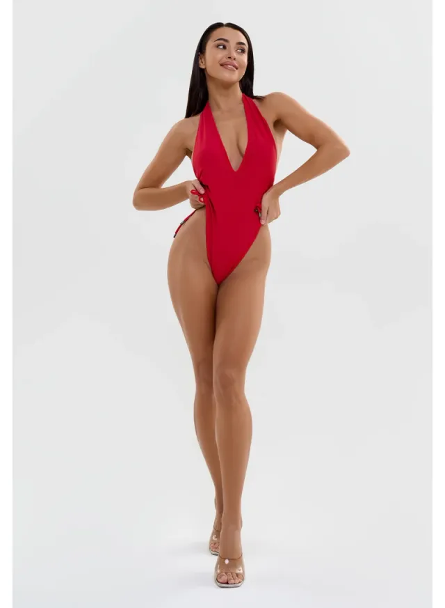 Deep V-Neck Halter Monokini with Adjustable Side Ties for Women – image 3
