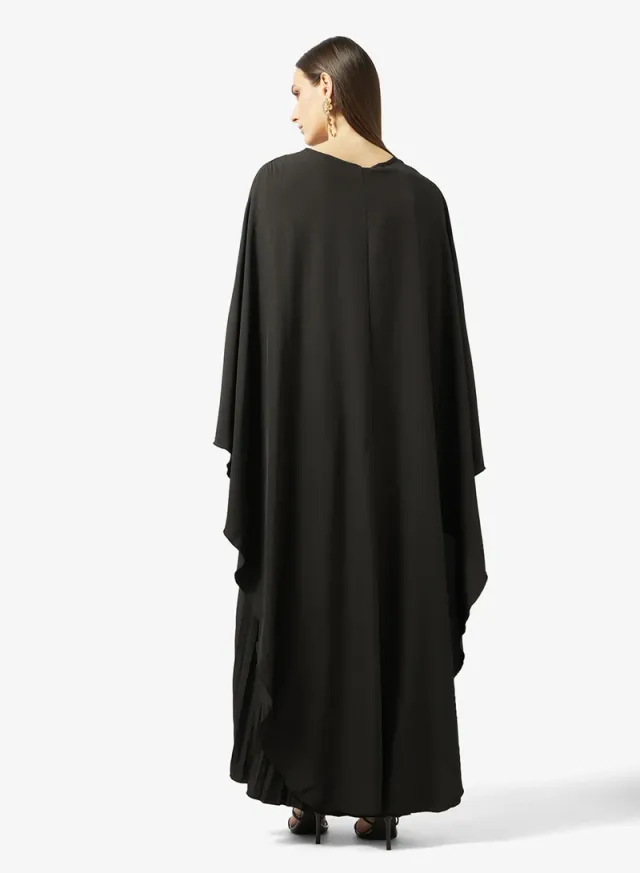 Black Maxi Dress with Cape Sleeves and High Neck – image 2