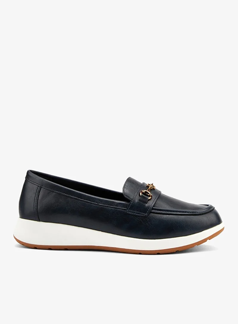 Metal Accent Slip-On Loafers Black
