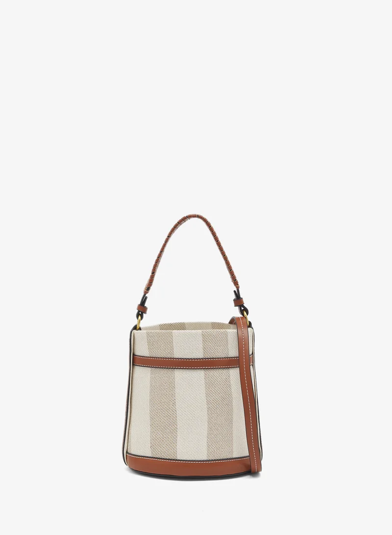 Detailed Printed Bucket Bag White