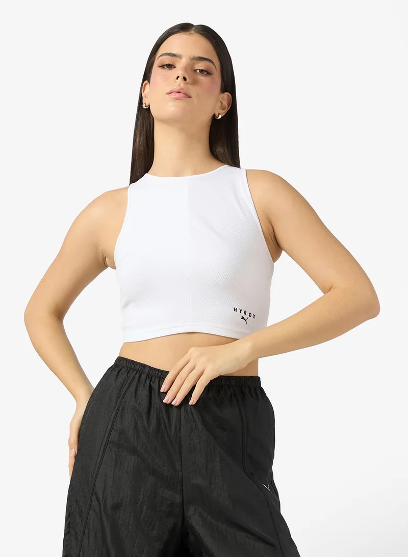 Hyrox Ribbed Cropped Tank White