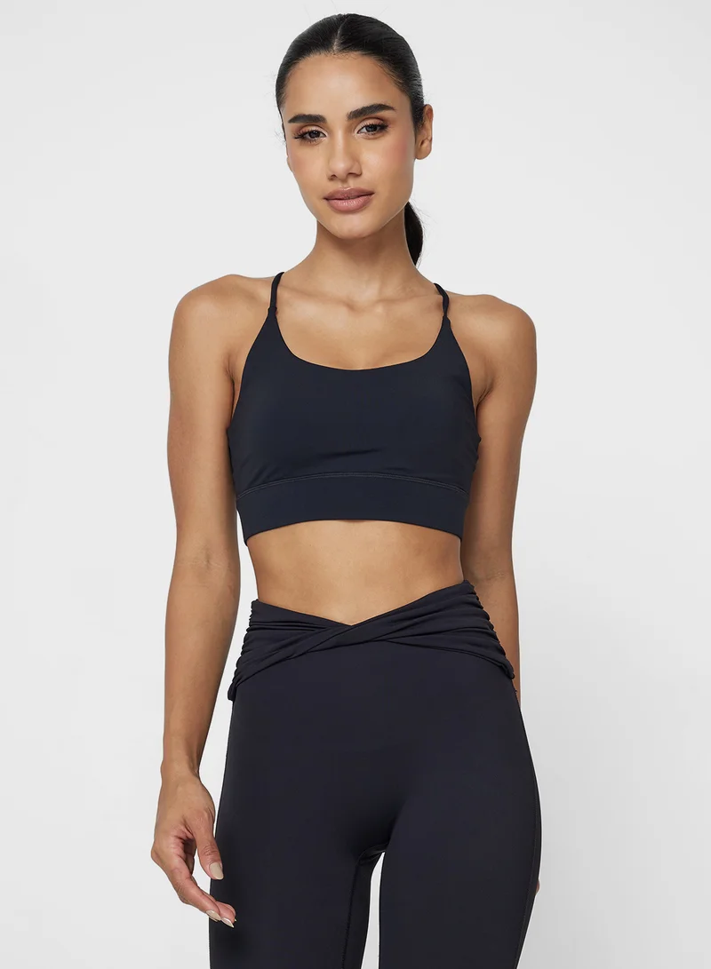 Strappy Cutout Back Sports Bra Black