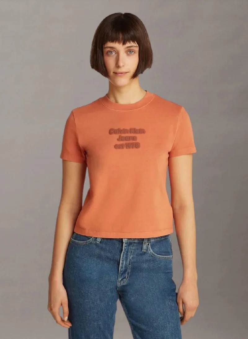 Slim Washed Logo T-shirt Pale Copper