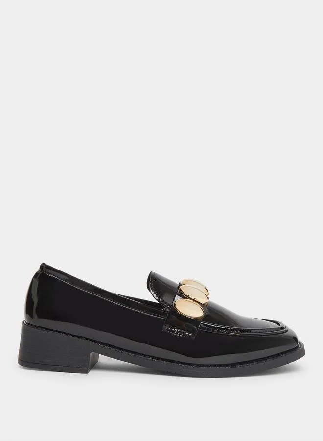 Embellished Patent Leather Loafers Black