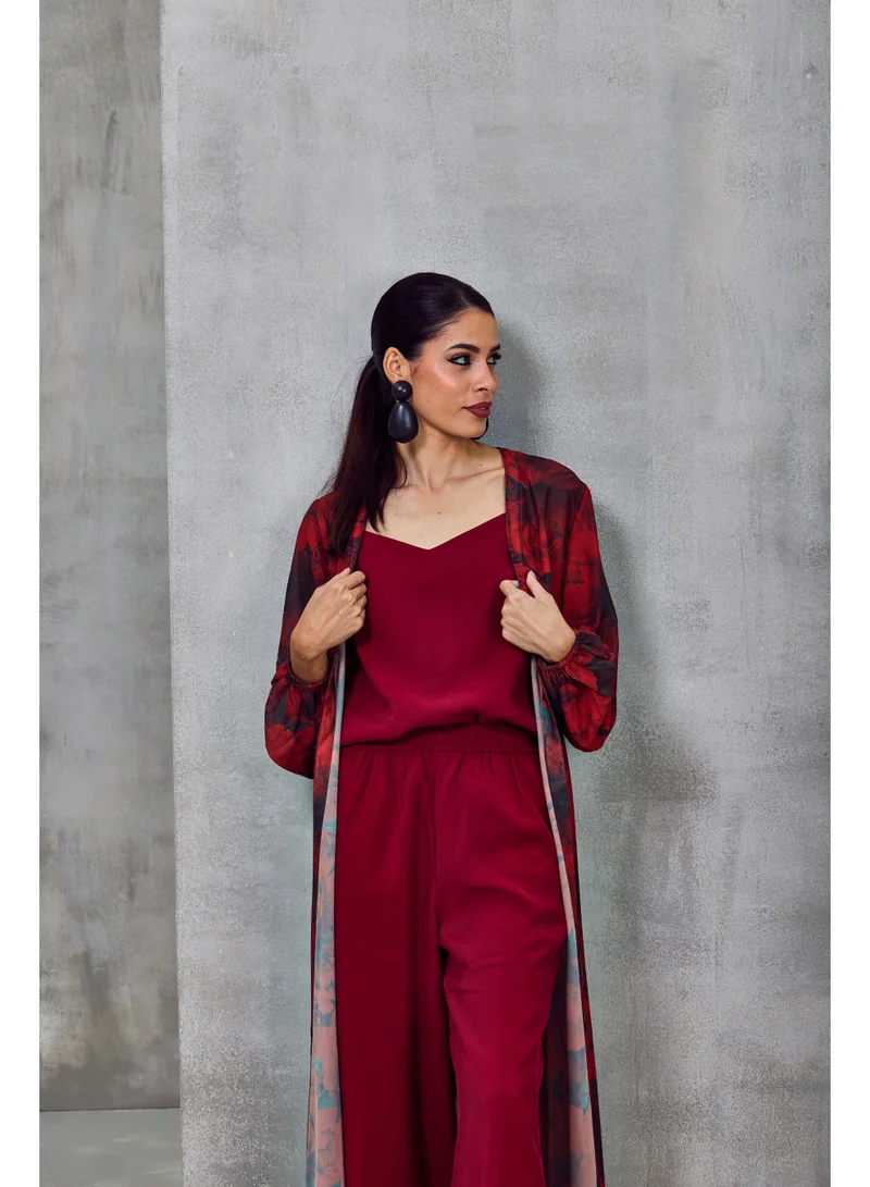 Sleeveless V-Neck Top Deep Maroon