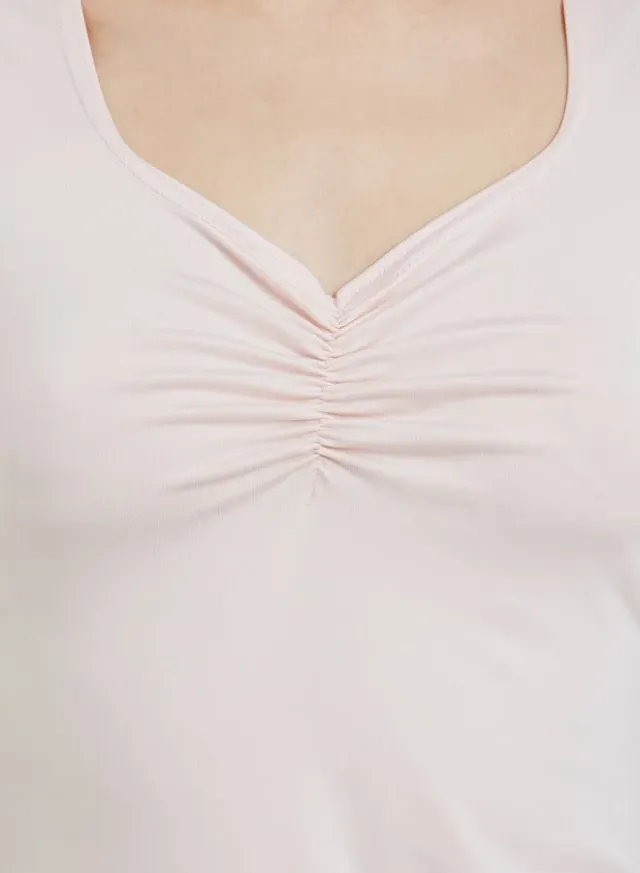 Ruched Fitted Tank Top Pink – image 4