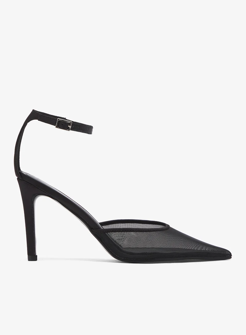 Mesh Strap Stiletto Pumps