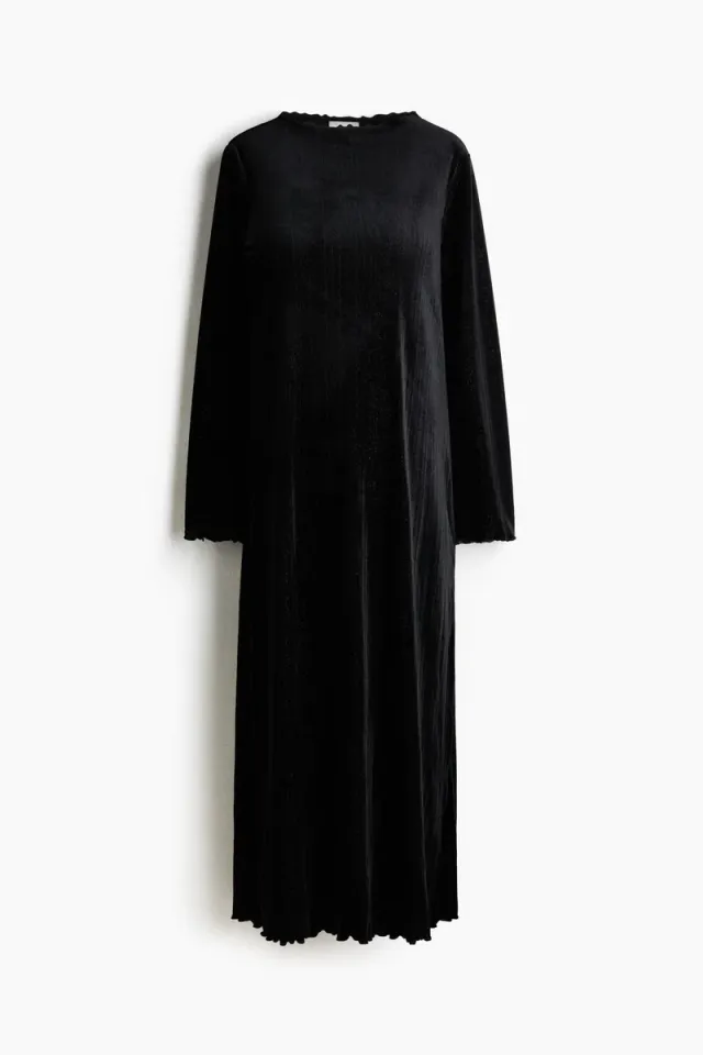 Recycled Velour Shift Dress with Glittery Threads and Side Slit – image 4