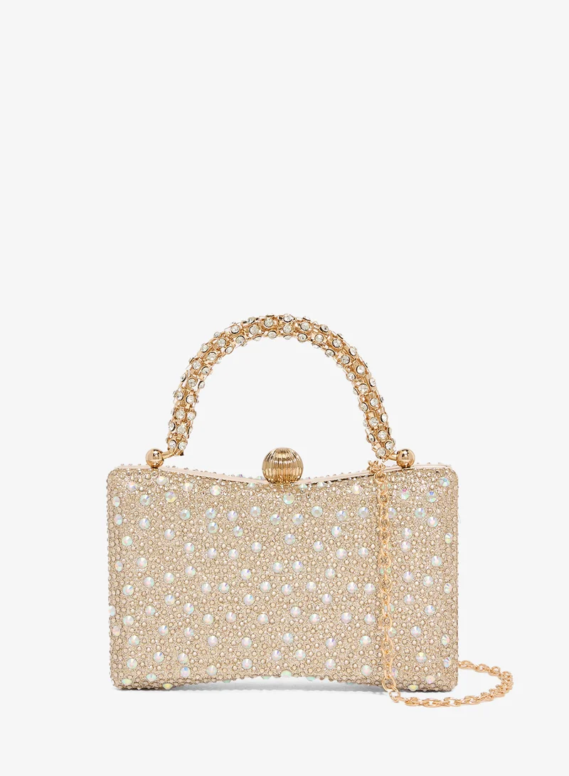 Diamanté Embellished Handle Bag Gold