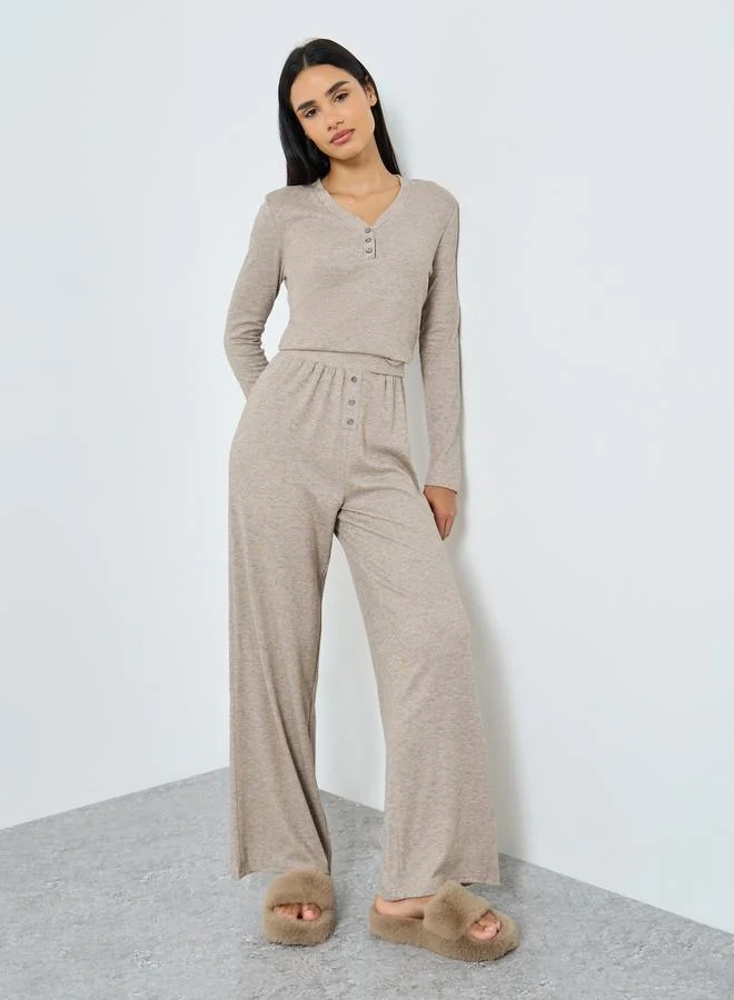 Styli Supersoft Rib Pyjama Set Beige