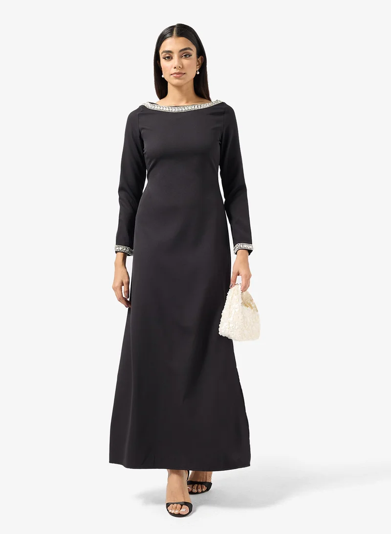 Embellished Neck Shift Dress
