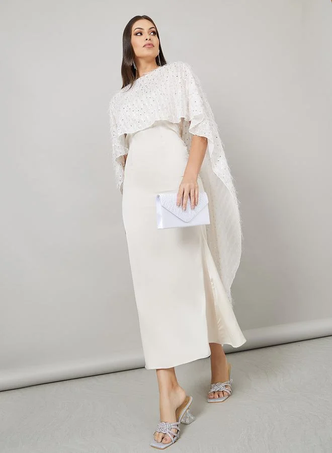 Elegant Capelet Dress Beige