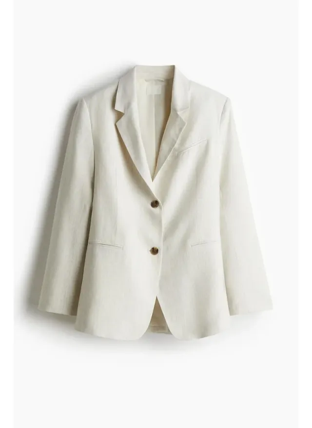 Linen-Blend Tailored Blazer