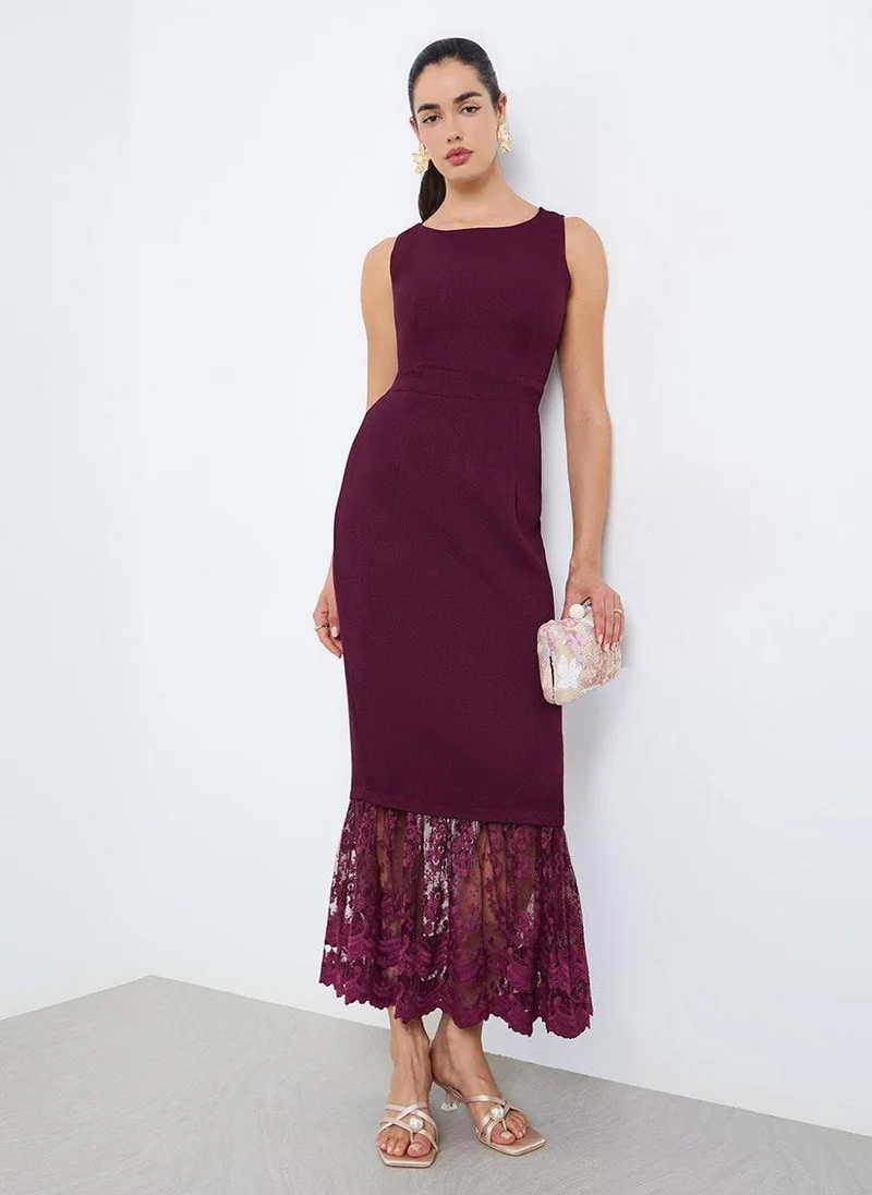 Women's Lace Mermaid Maxi Dress Burgundy