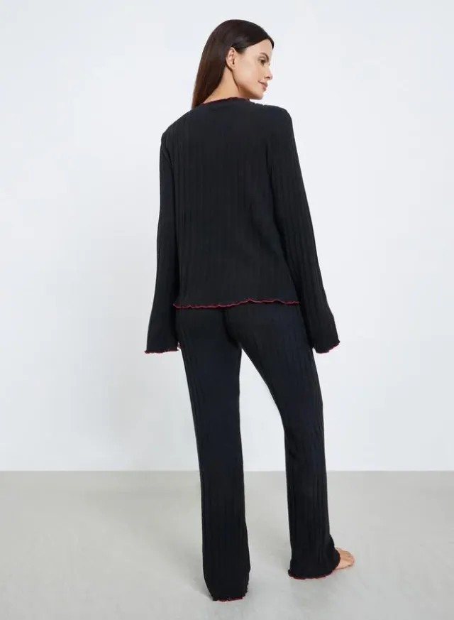 Ribbed Bow Trim Pyjama Set – image 5