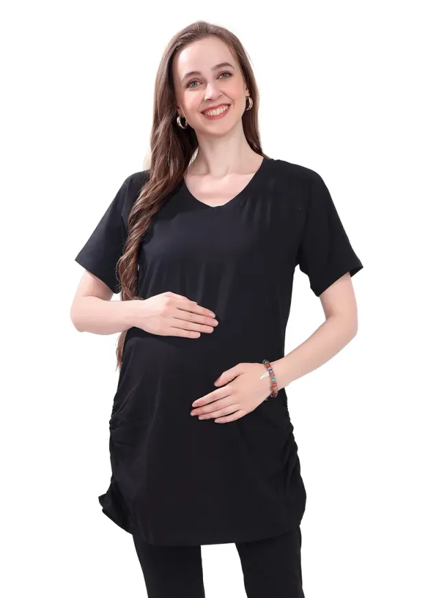 TUMMY Maternity T-shirt Pack of 2 Black and Blue – image 6