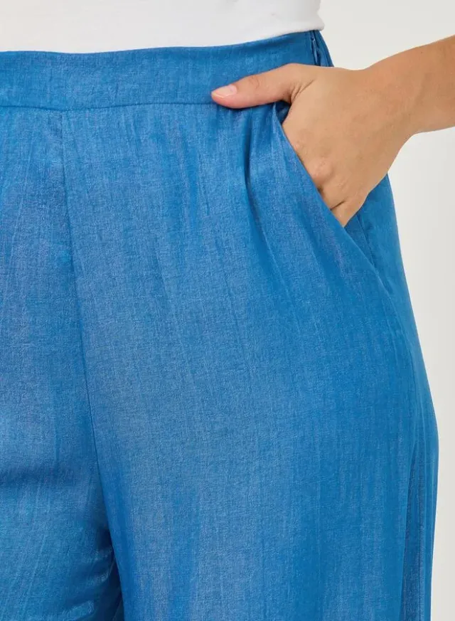 Embroidered Scalloped Wide Leg Pants Bright Blue – image 3