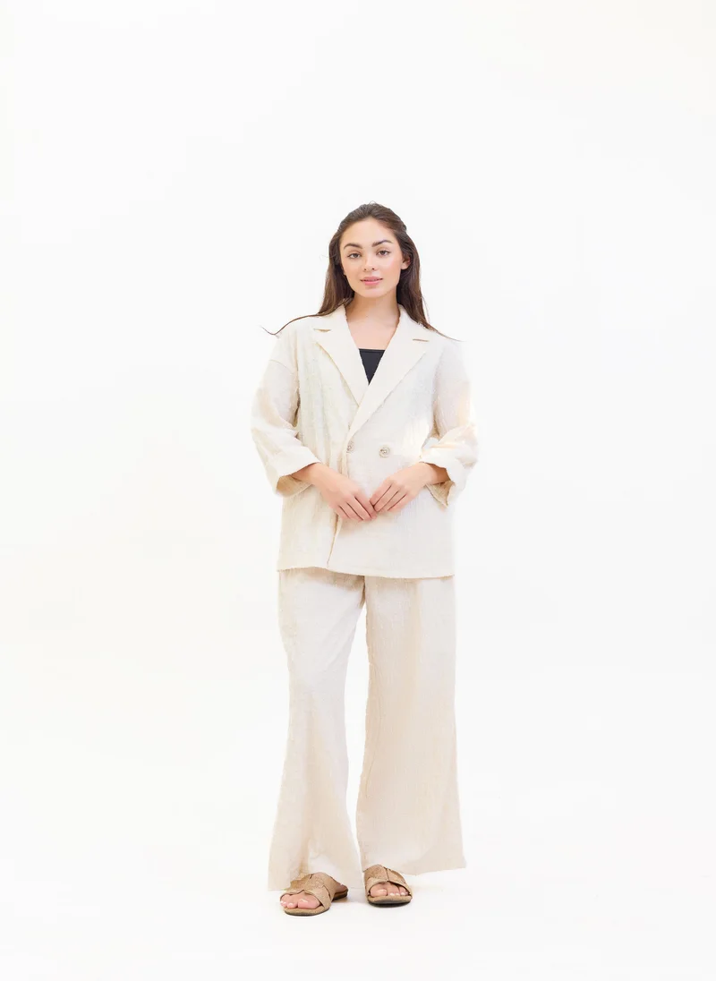 Muslin Cheesecloth Double Breasted Suit White