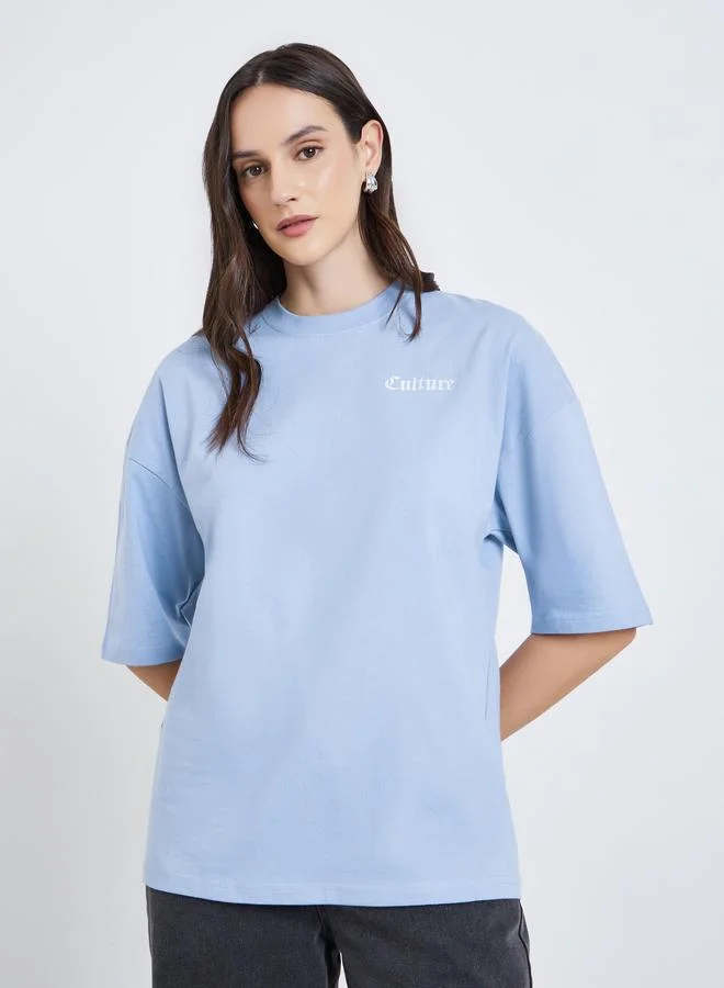 Women's Oversized Graphic T-Shirt Blue