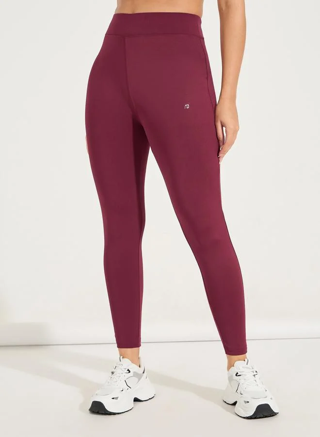 Broad Waistband Basic Leggings Burgundy
