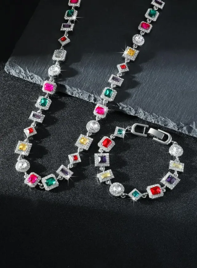 Geometric Necklace and Bracelet Set – image 7