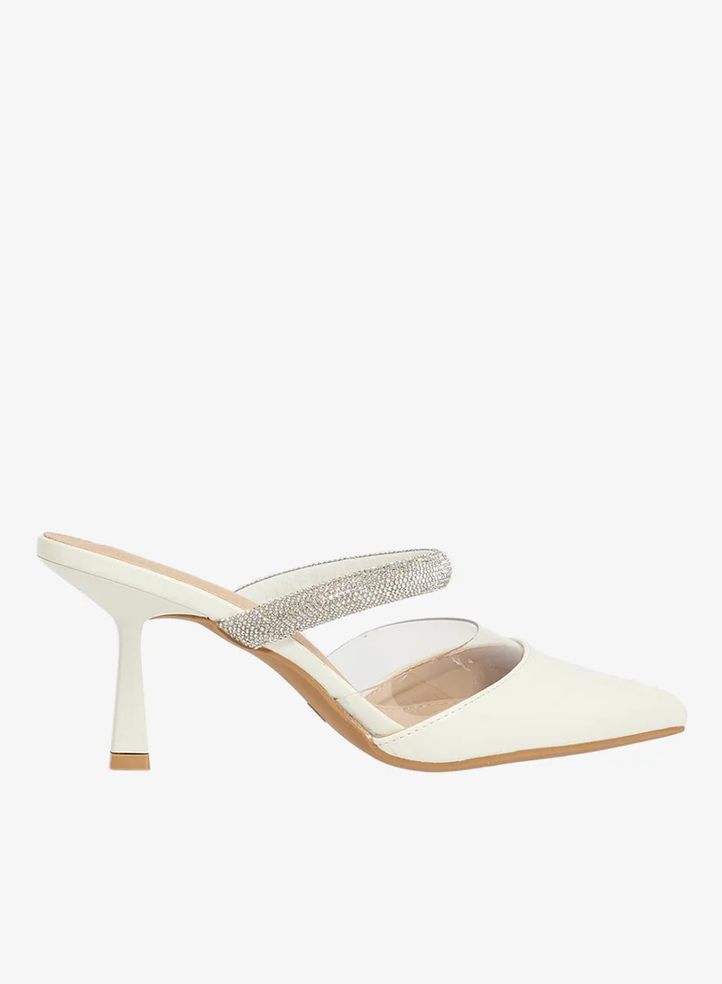 Diamante Heeled Pump White