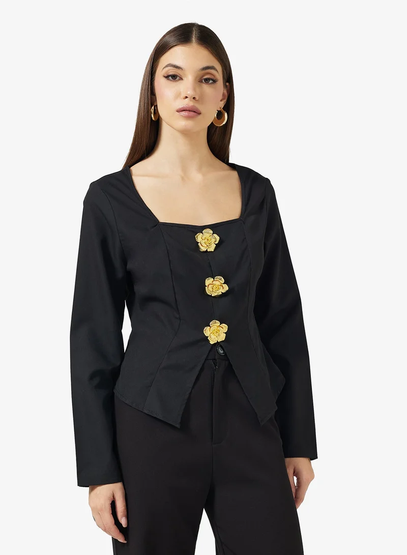 Center Split Top Black