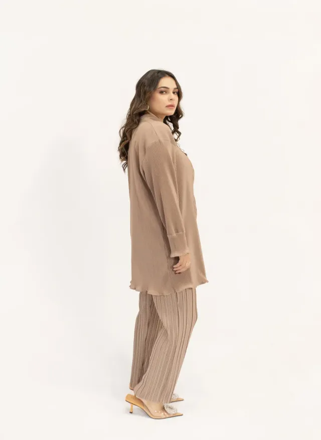 Contrast Pleated Suit Blush Beige – image 5