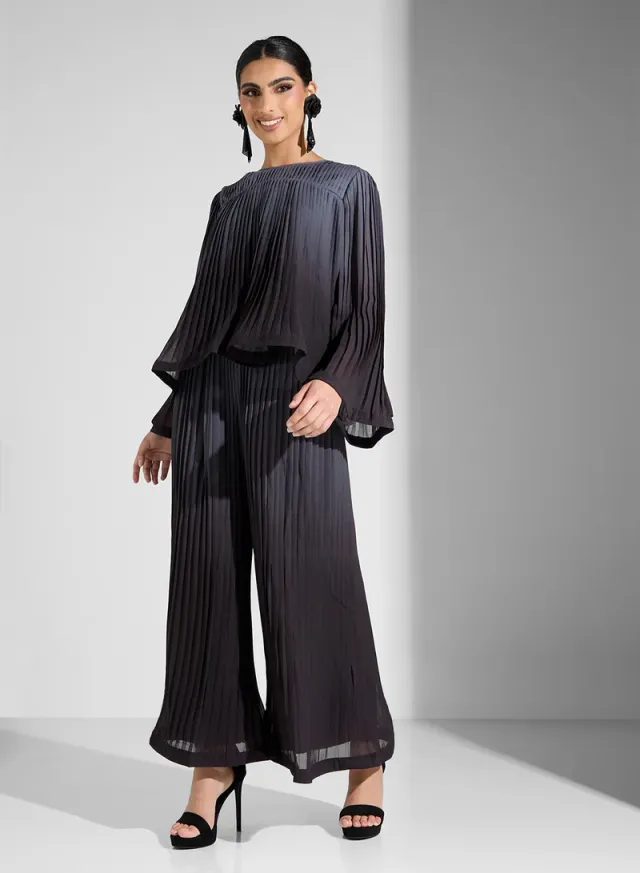 Pleated Ombre Coord Pants Charcoal Gray – image 5