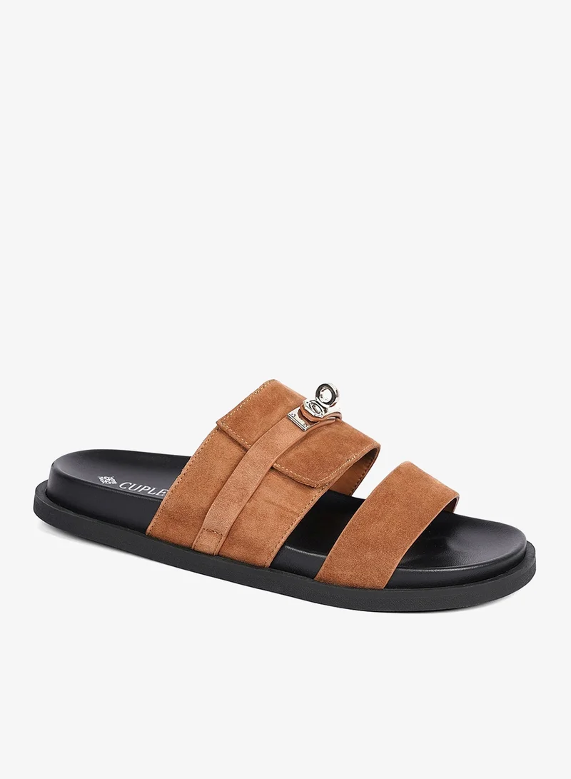 Women's Double Strap Slip-on Sandals Brown