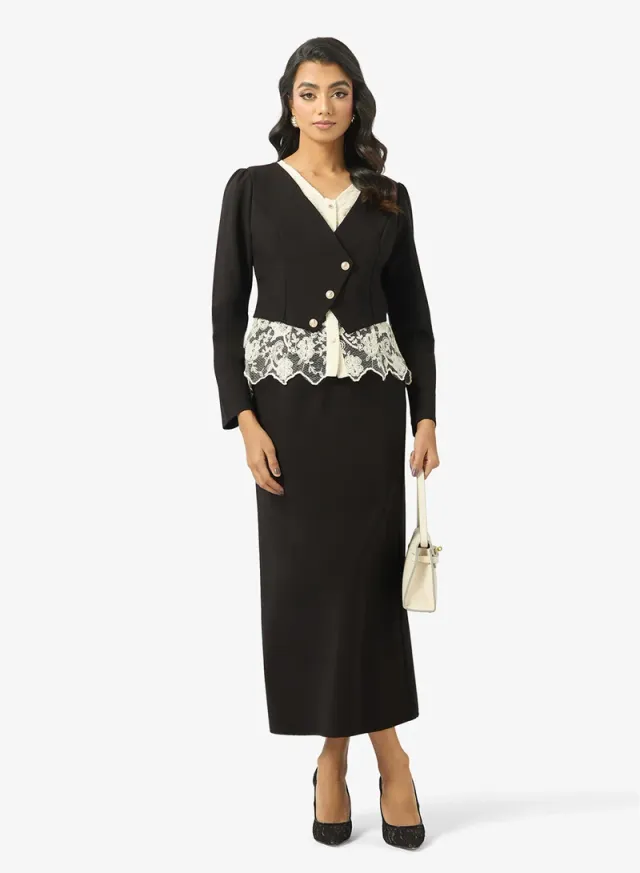 Lace Trim Top & Column Skirt Set – image 5